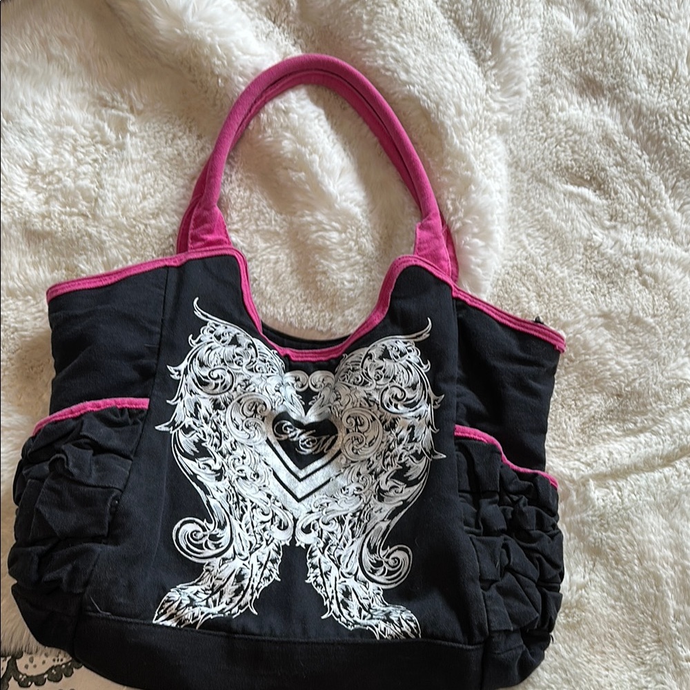 Metal Mulisha Stylish Black and Pink Tote Bagz
